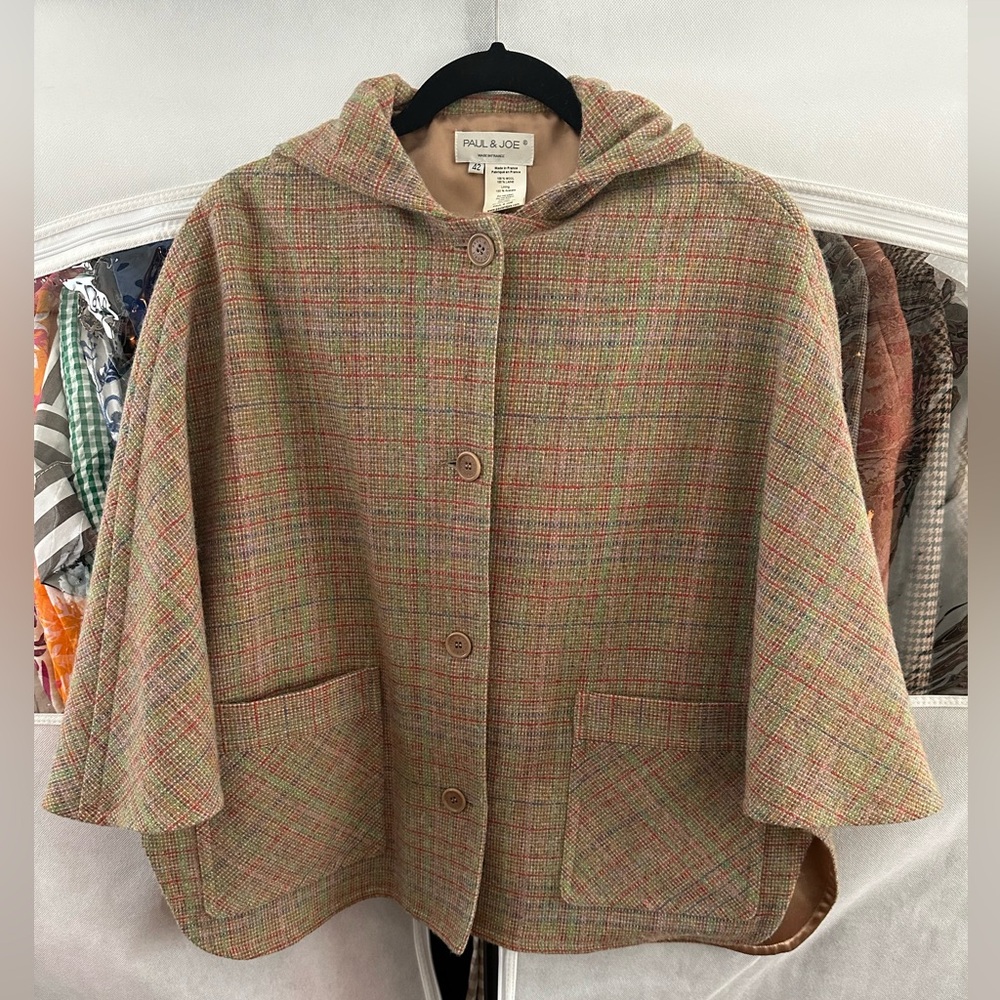 Paul & Joe Hooded Plaid Cape Size 42
